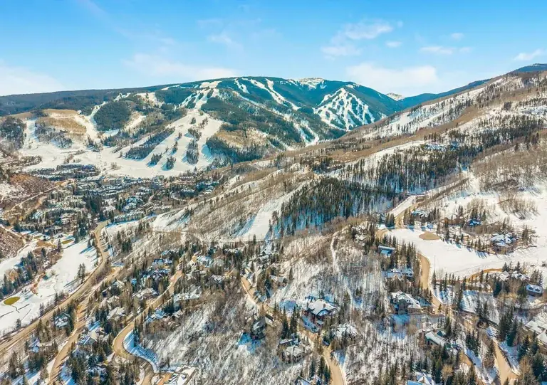 Aerial view of the area in Beaver Creek in winter, Eagle County, Colorado