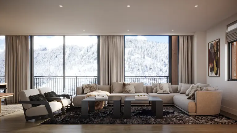 Living area of the one-bedroom example residence 613